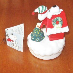 Vintage Peanuts '87 Christmas Music Box Snoopy Woodstock Charles Schulz Willitts